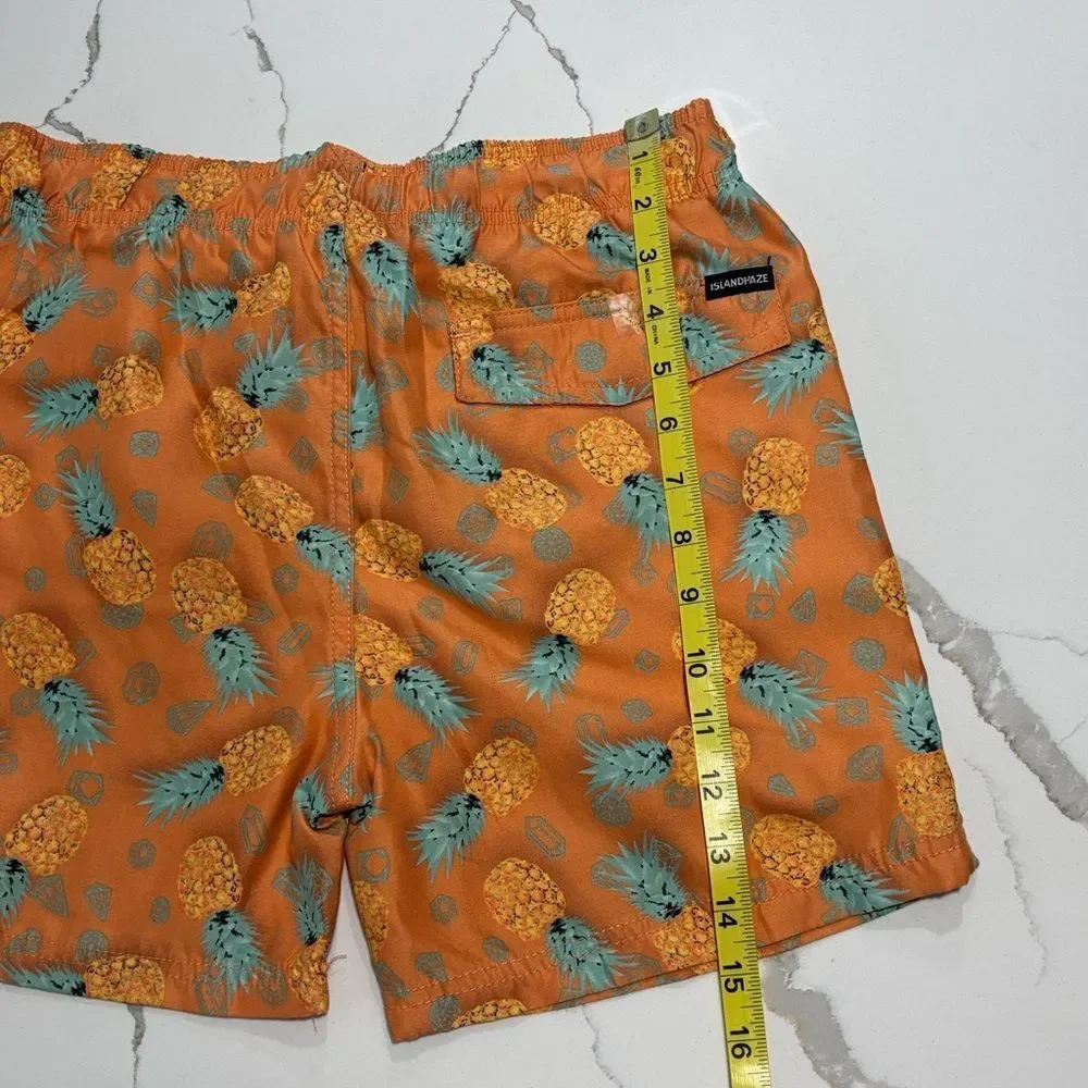 Island Haze Big Boys ORANGE PINEAPPLE SWIM TRUNKS Board Shorts Size 14